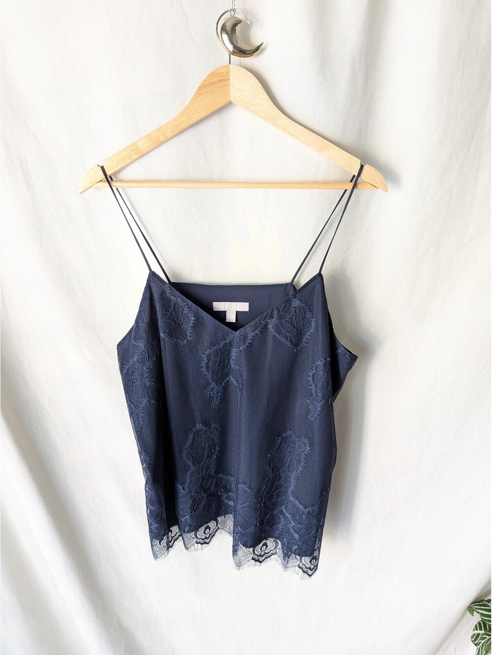 Chelsea 28 Women's Navy Blue Lace Trim Camisole Top